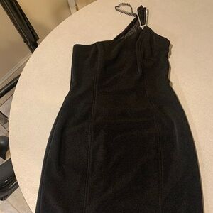 Betsy & Adam Black/Rhinestone One Shoulder Dress Sz XS